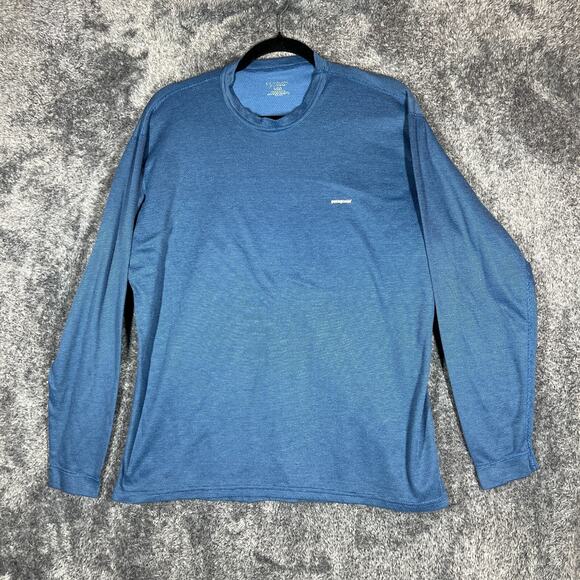 Patagonia Capilene Shirt Mens Large Blue Midweight Crewneck Base Layer 44201 - Picture 1 of 8